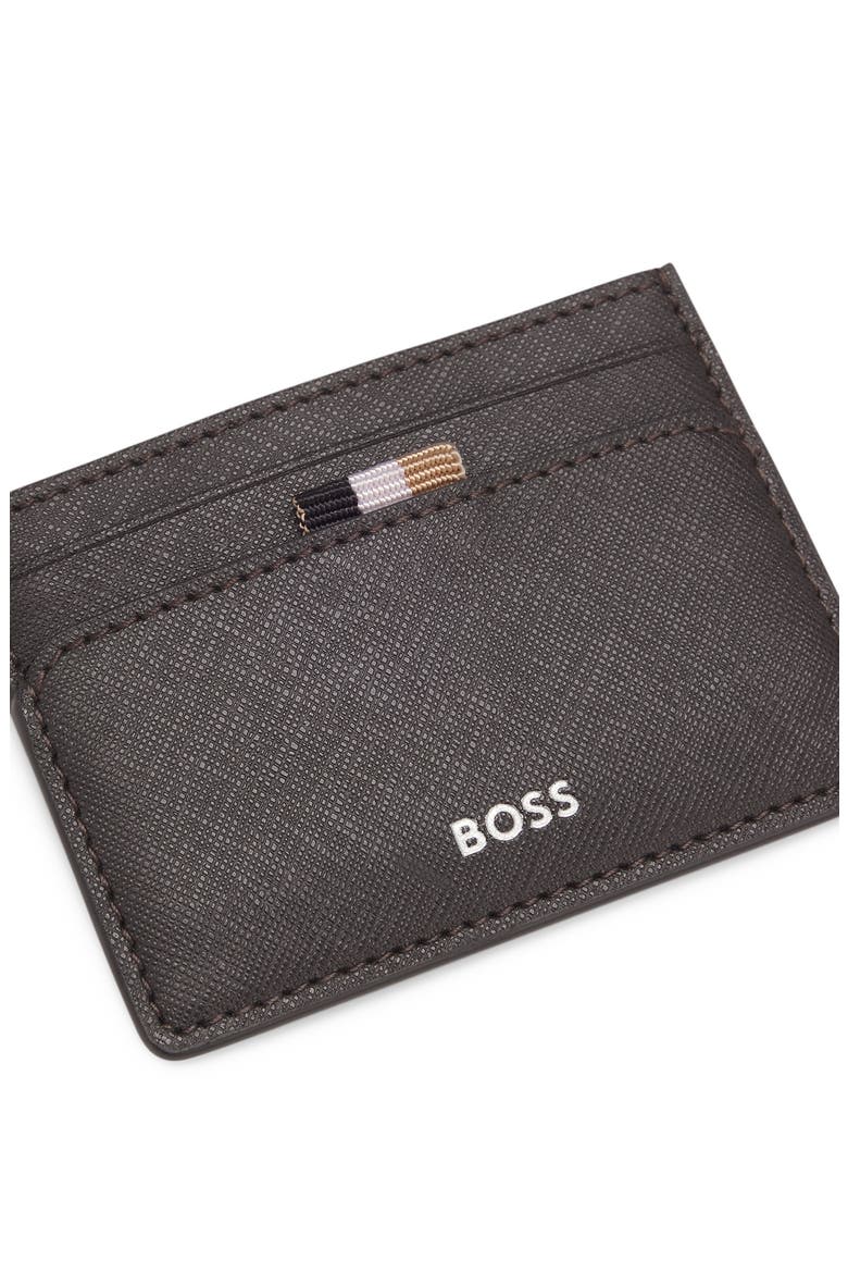 Zair Bonded Leather Card Holder, Alternate, color, DARK BROWN
