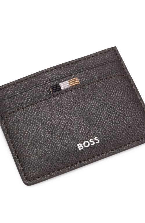 Hugo Boss Hugo Zair Bonded Leather Card Holder In Brown