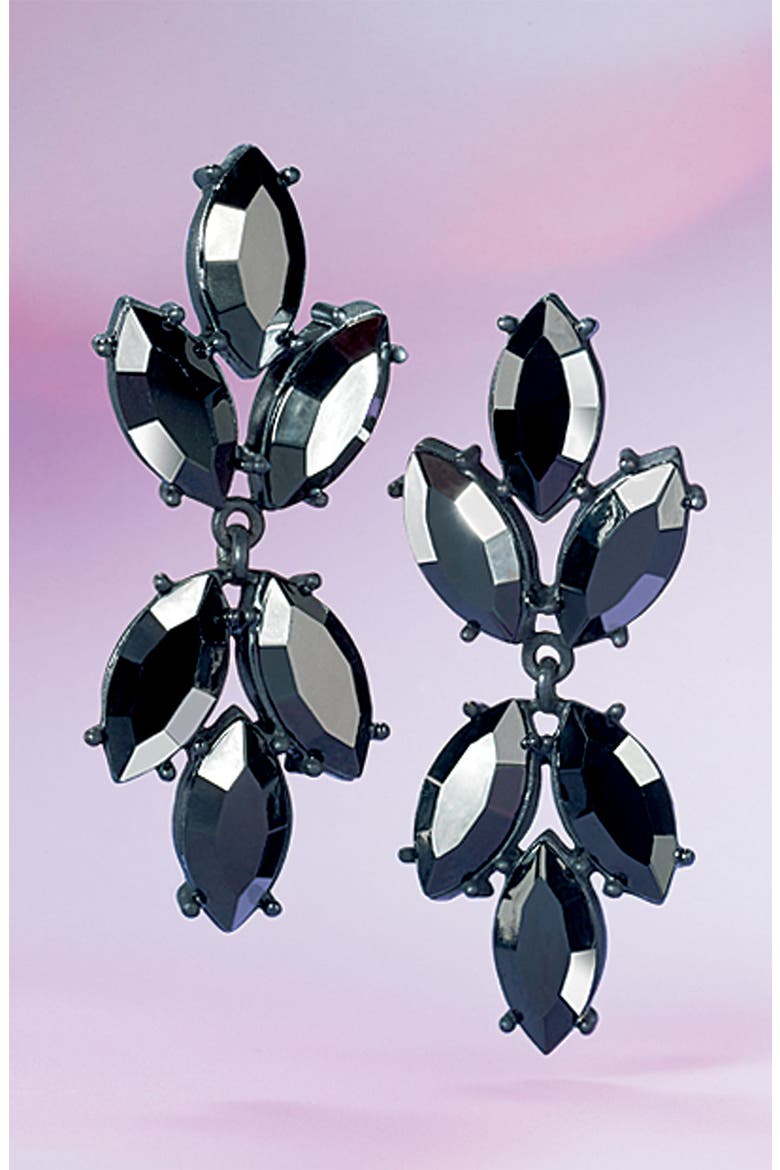 Badgley Mischka Crystal Cluster Earrings, Alternate, color, JET