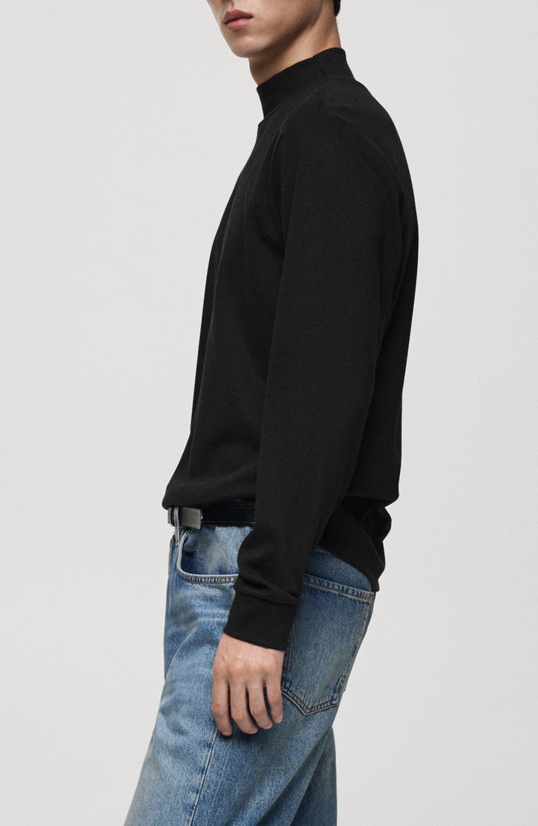 MANGO Perkins Mock Neck Stretch Cotton Top, Alternate, color, 