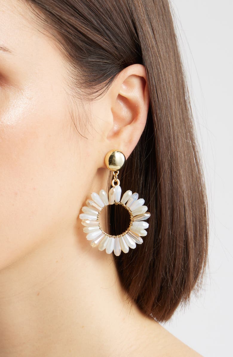 Nordstrom Petal Hoop Drop Earrings, Alternate, color, Neutral- Gold