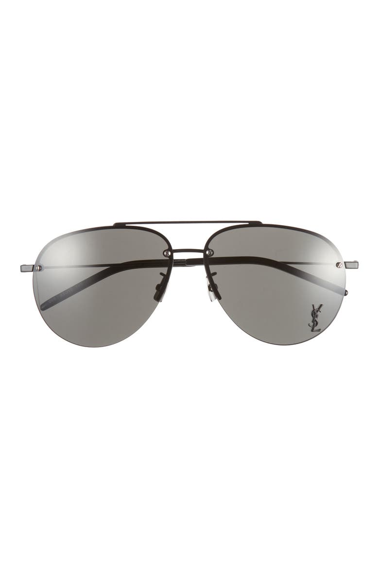 61mm Aviator Sunglasses, Alternate, color, SEMIMATTE BLACK