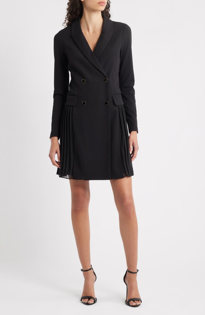 Julia Jordan Double Breasted Long Sleeve Coat Dress, Main, color, Black