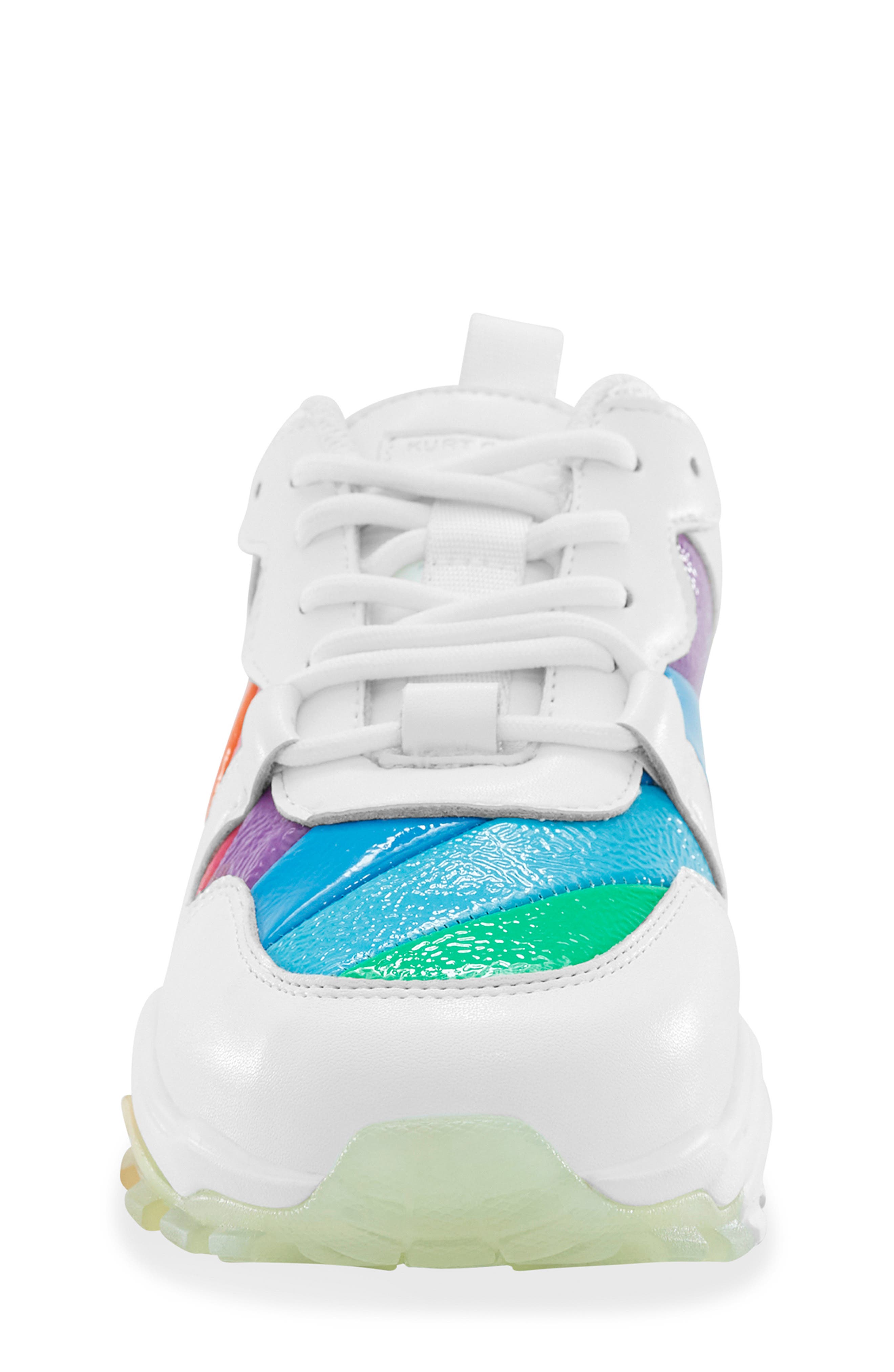 Kurt Geiger London Kids' Mini Lettie Eagle Rainbow Sneaker, Alternate, color, White Multi