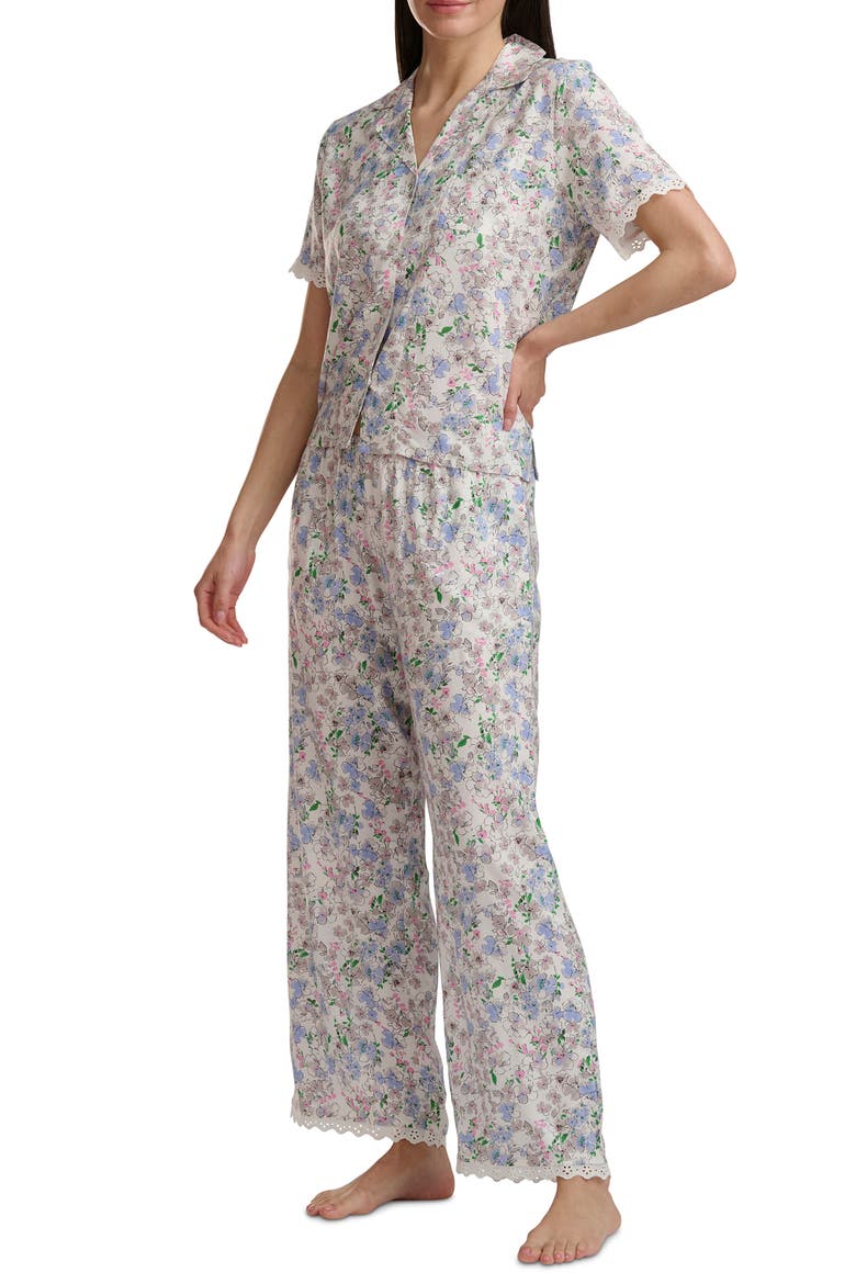Notch Collar Crop Pajamas, Alternate, color, PANSY DITSY