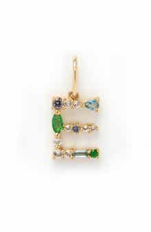 Local Eclectic Solid 9K Gold & Semiprecious Stone Initial Charm