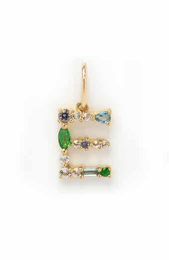 Local Eclectic Solid 9K Gold & Semiprecious Stone Initial Charm