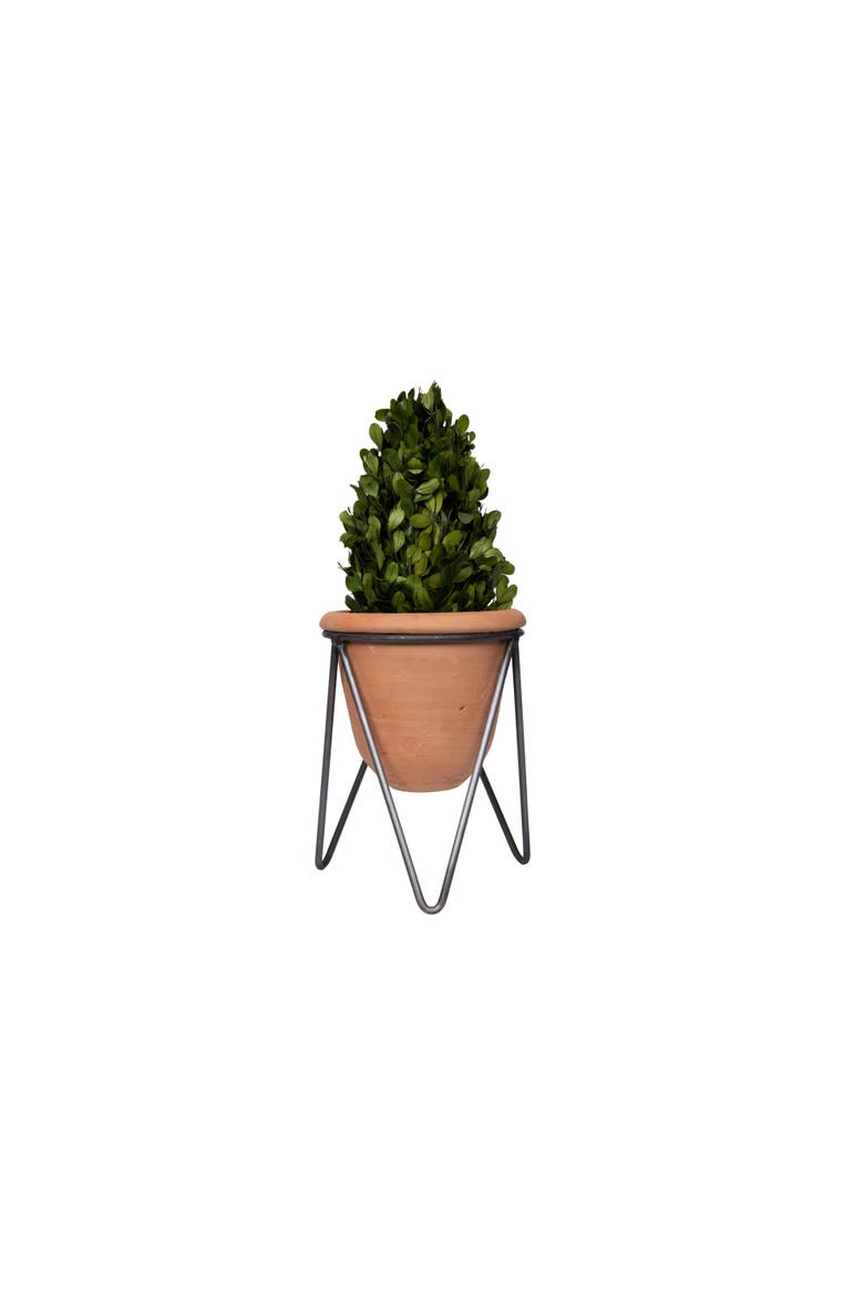 Terracotta Pot with Metal Stand, Alternate, color, Orange