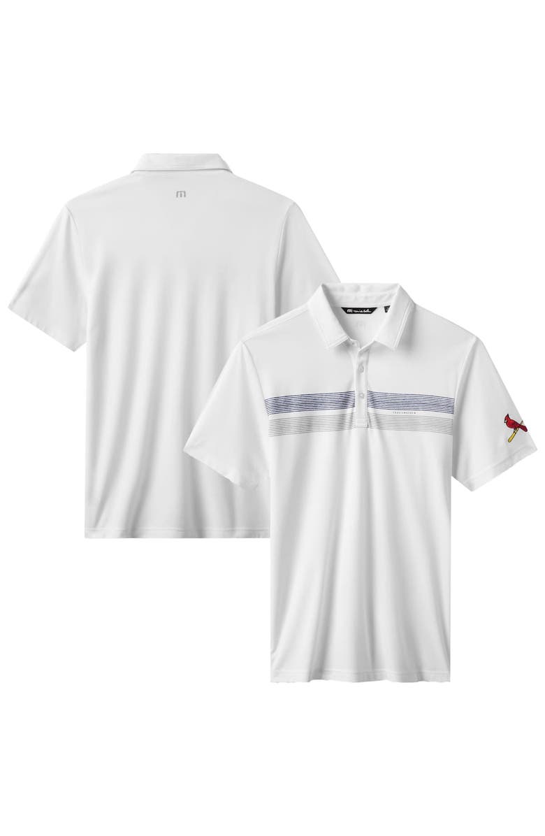TravisMathew Men's TravisMathew White St. Louis Cardinals Top Recruit Tri-Blend Polo, Main, color, White