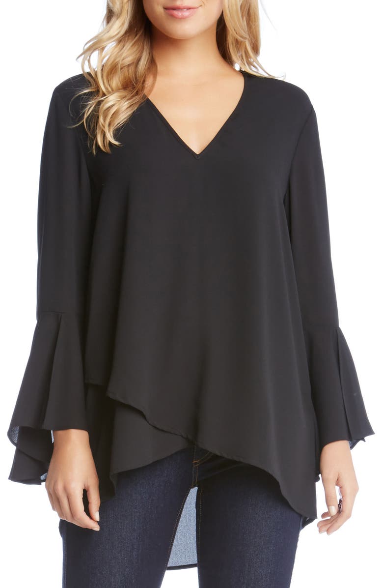 Karen Kane Slit Sleeve High/Low Top, Main, color, 