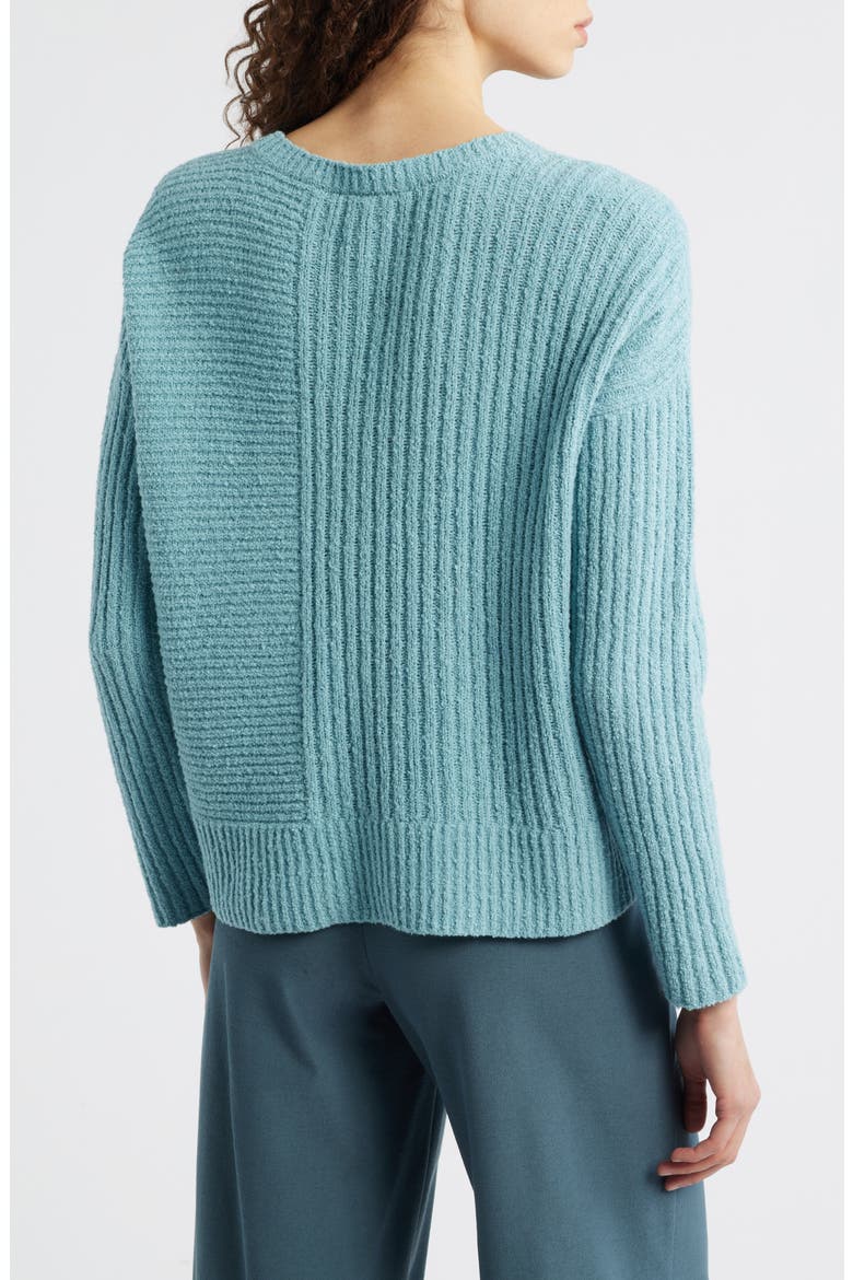Crewneck Rib Organic Cotton Blend Sweater, Alternate, color, SEAFOAM