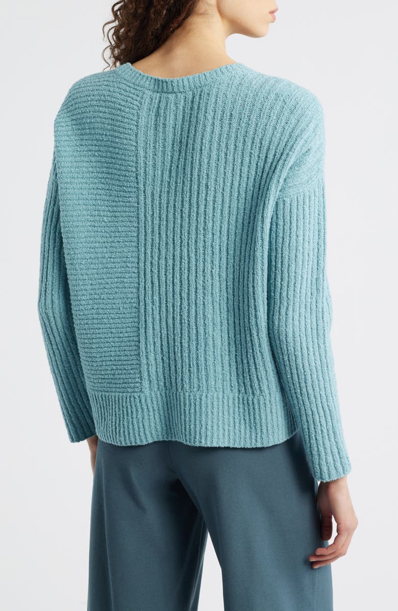 Eileen Fisher Crewneck Rib Organic Cotton Blend Sweater, Alternate, color, Seafoam