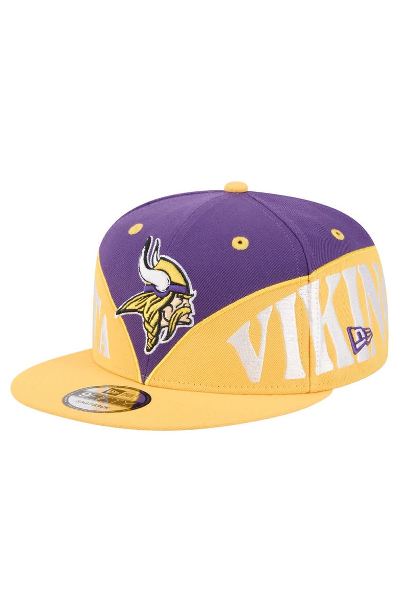 New Era Men's New Era Purple/Gold Minnesota Vikings Split 9FIFTY Snapback Hat, Alternate, color, Purple