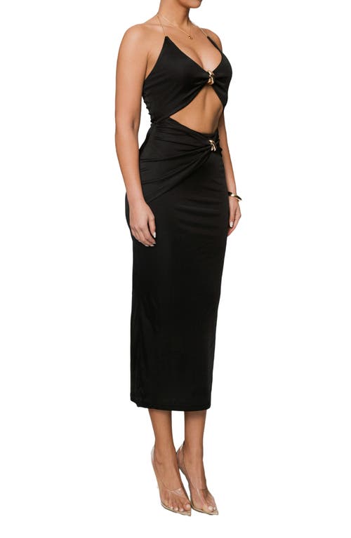 Jluxlabel Cutout Chain Halter Midi Dress In Black