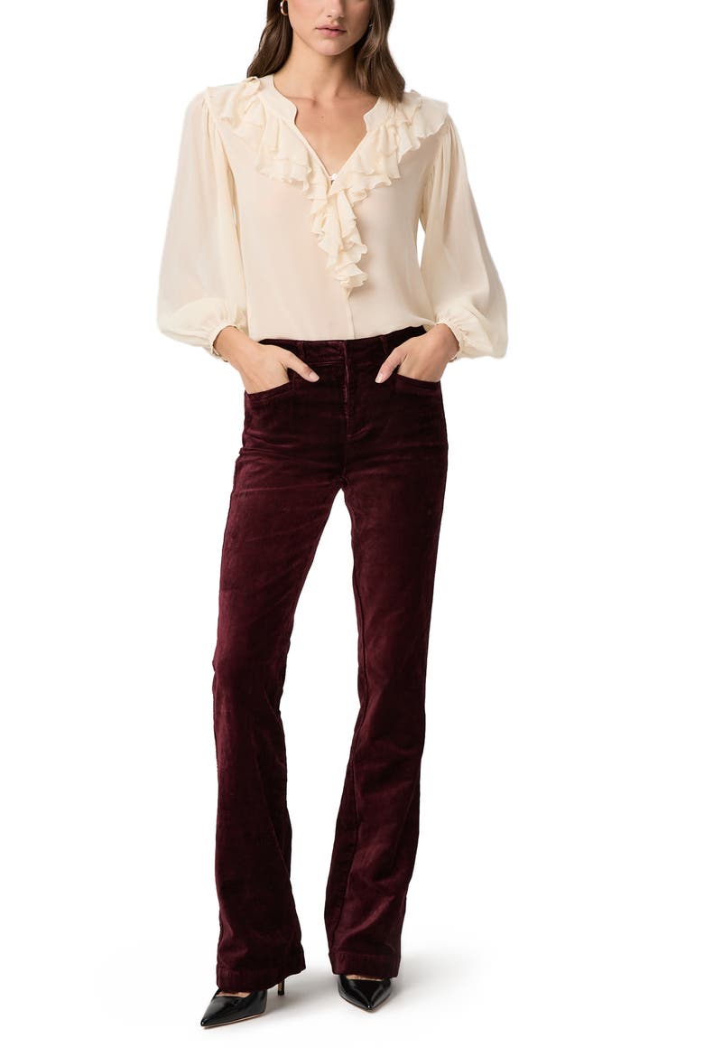 Laurel Canyon High Waist Bootcut Velvet Pants, Alternate, color, DARK OXBLOOD