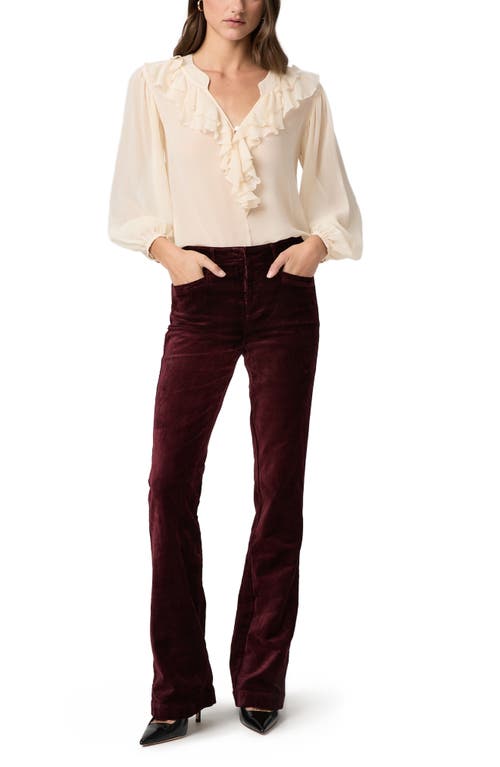 Paige Laurel Canyon High Waist Bootcut Velvet Pants In Red