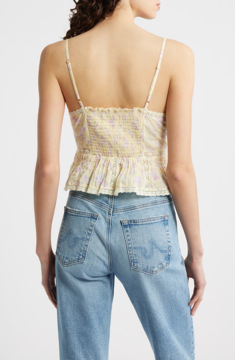 LoveShackFancy Elsette Lace & Ruffle Camisole, Alternate, color, Lemon Spritz