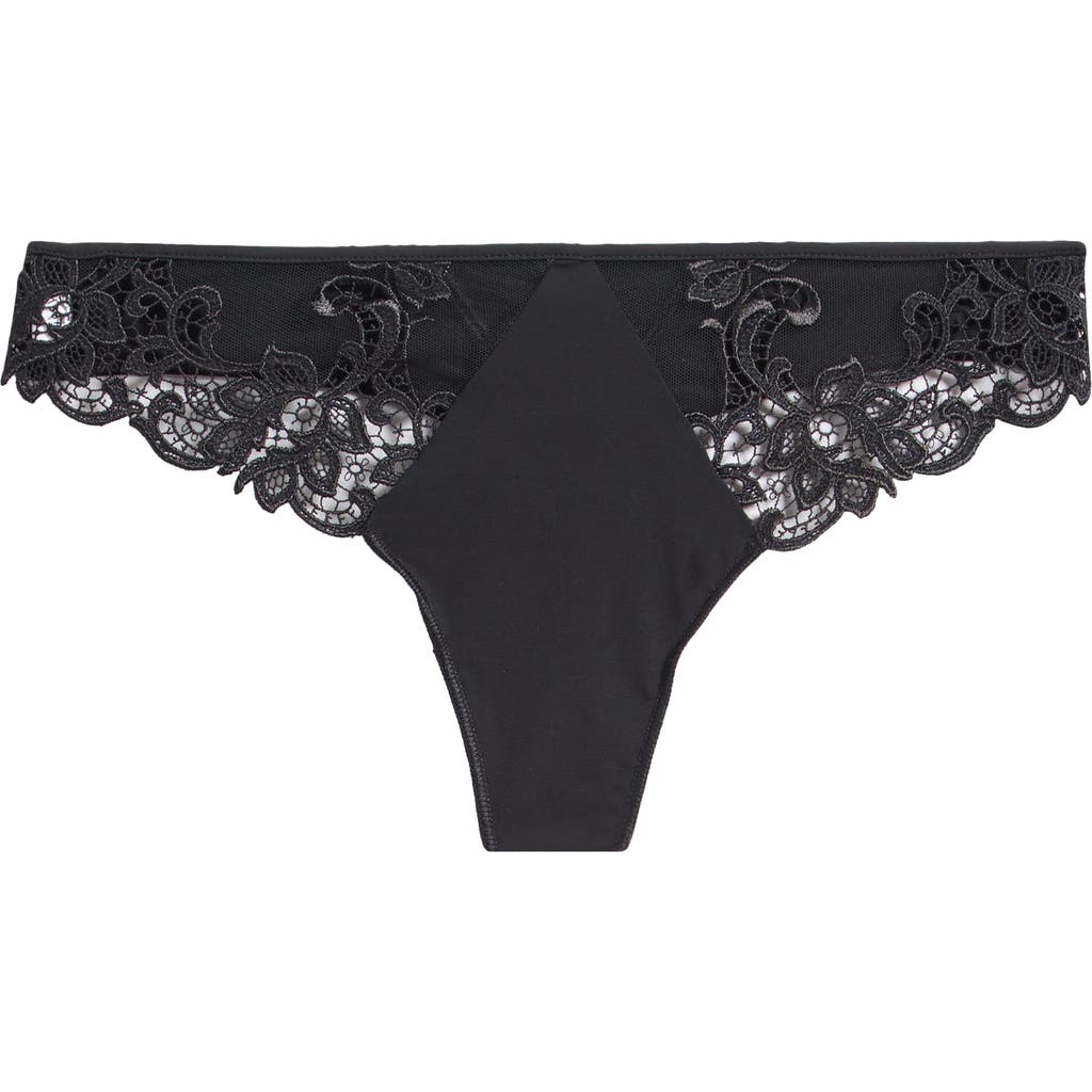 Simone Perele Saga Lace Trim Thong In Black