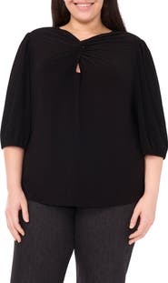 CeCe Twist Keyhole Neck Stretch Crepe Top