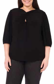 CeCe Twist Keyhole Neck Stretch Crepe Top