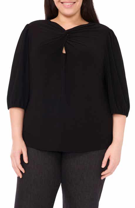 CeCe Twist Keyhole Neck Stretch Crepe Top