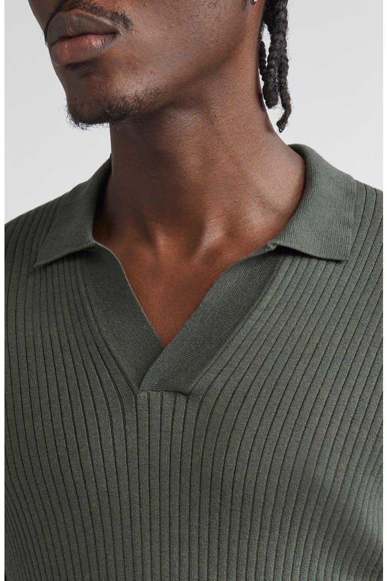 Fine Rib Silk & Cotton Polo, Alternate, color, DUSK GREEN
