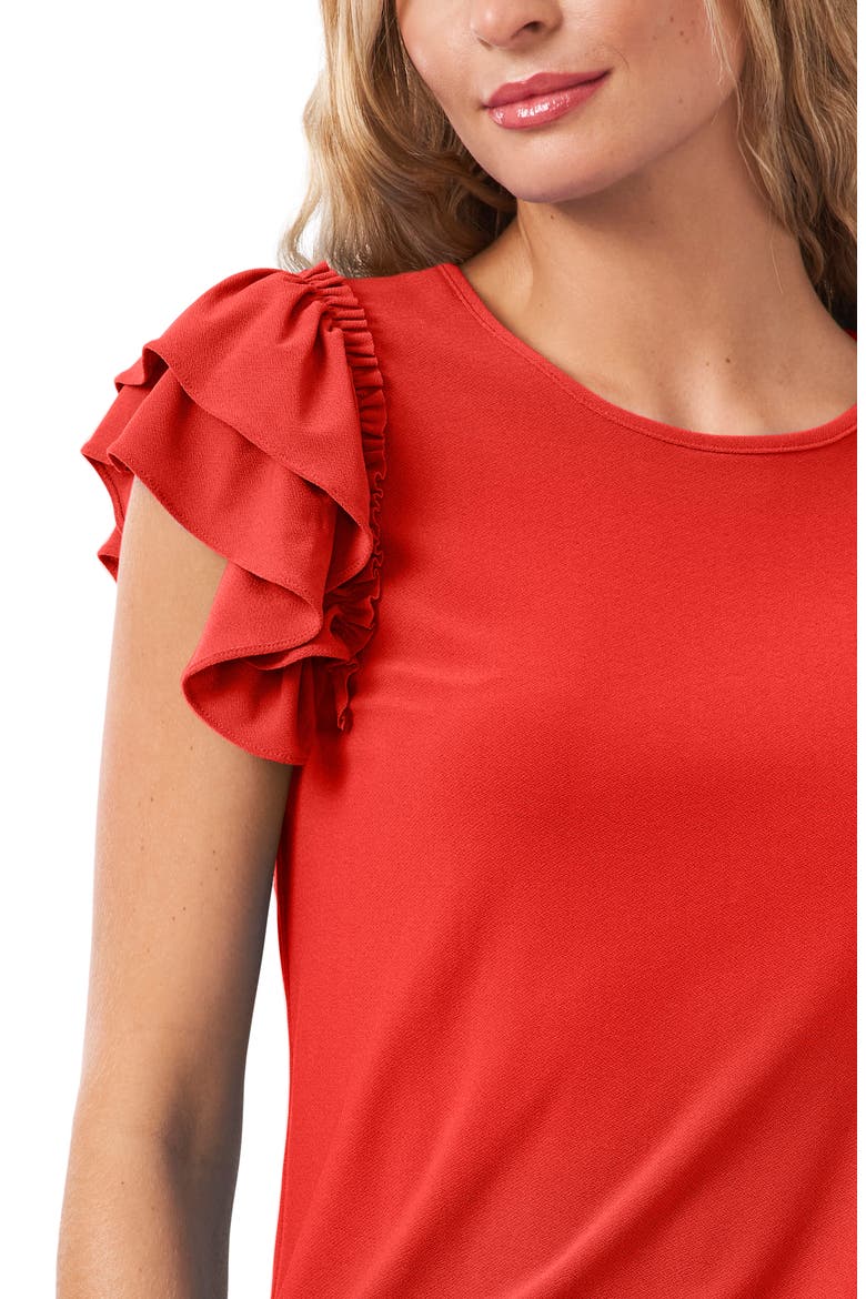 Double Ruffle Knit Top, Alternate, color, CORAL SUNSET