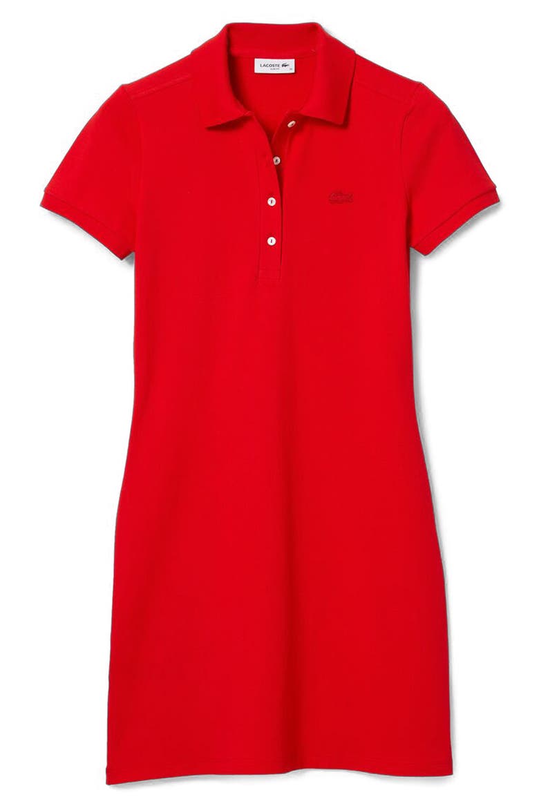 Stretch Cotton Polo Dress, Alternate, color, FIREMAN