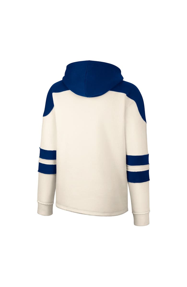 COLOSSEUM Men's Colosseum Cream West Virginia Mountaineers Lace-Up 4.0 Vintage Pullover Hoodie, Alternate, color,