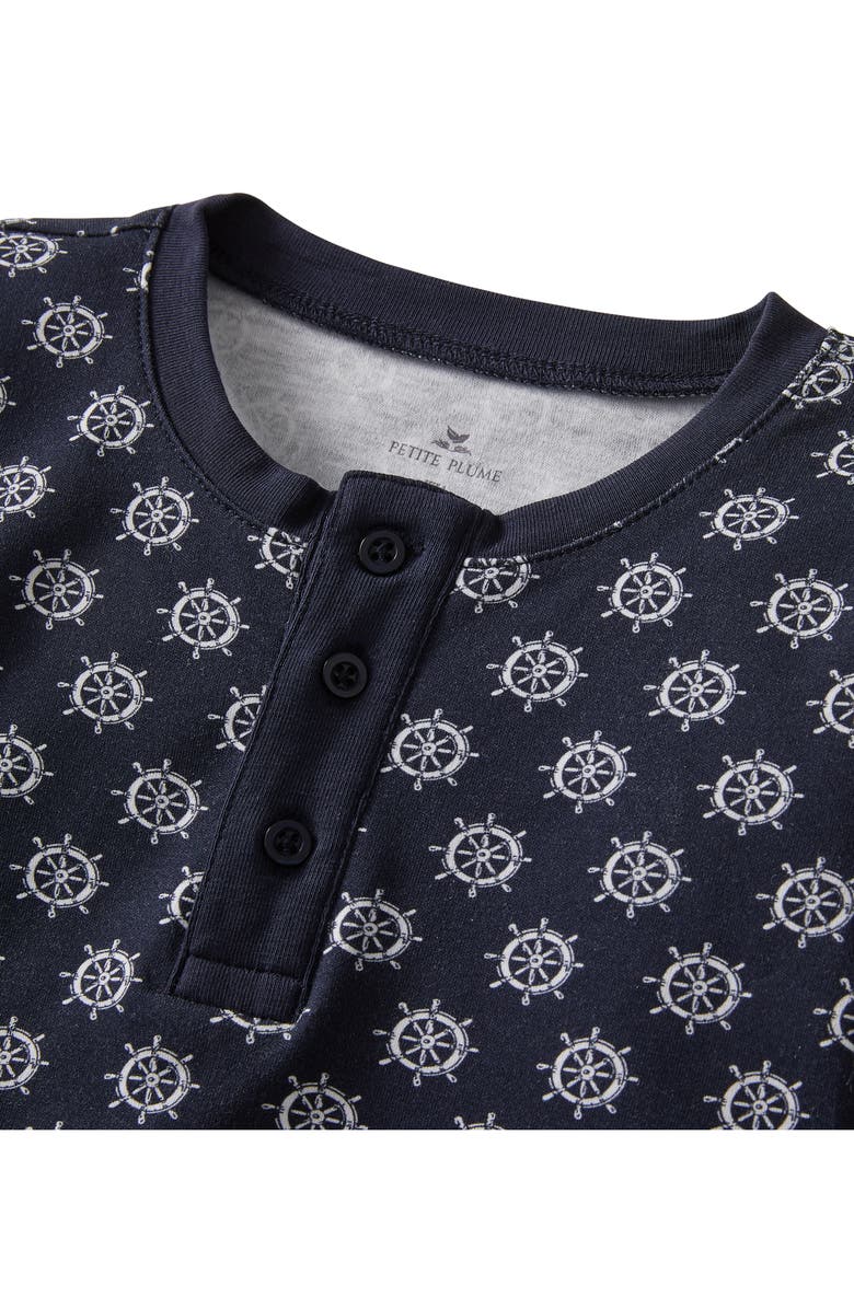 Petite Plume Kids' Captain's Compass Fitted Two-Piece Pima Cotton Short Pajamas, Alternate, color, Navy