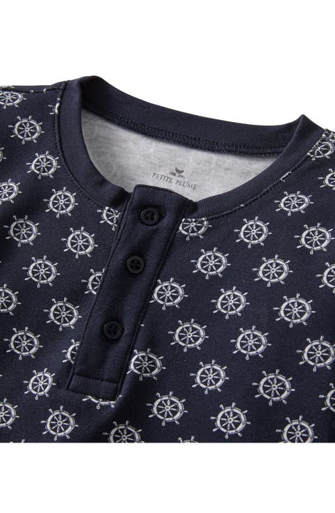 Kids' Captain's Compass Fitted Two-Piece Pima Cotton Short Pajamas