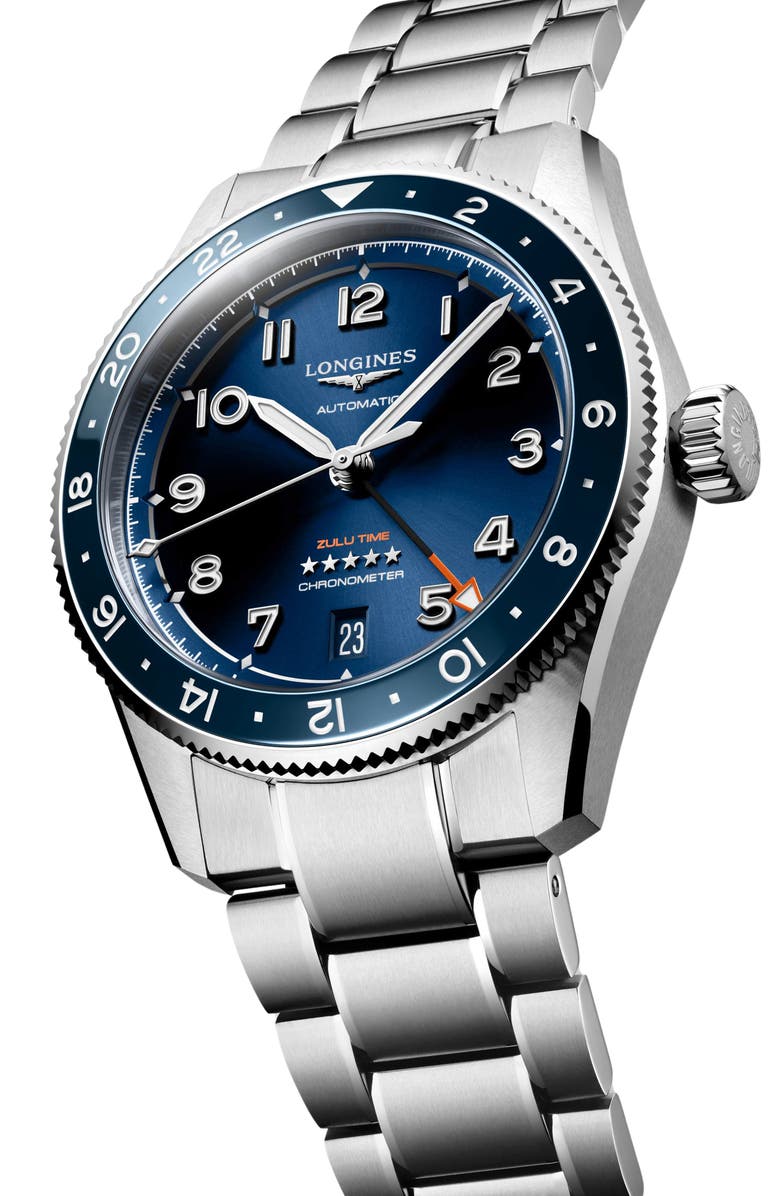 Longines Spirit Zulu Bracelet Watch, 39mm, Alternate, color, Silver/ Steel