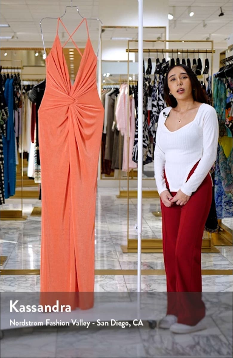 Pixie Plunge Neck Twist Front Gown, sales video thumbnail