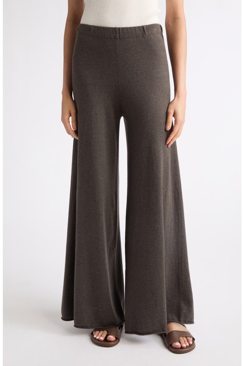 Ainsley Cotton & Cashmere Wide Leg Pants, Main, color, DEEP WALNUT