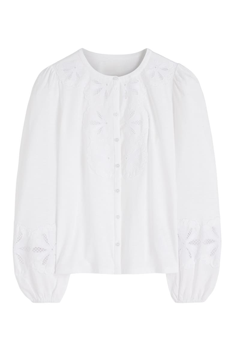 Annabelle Scallop Cutwork Lace Top, Alternate, color, WHITE