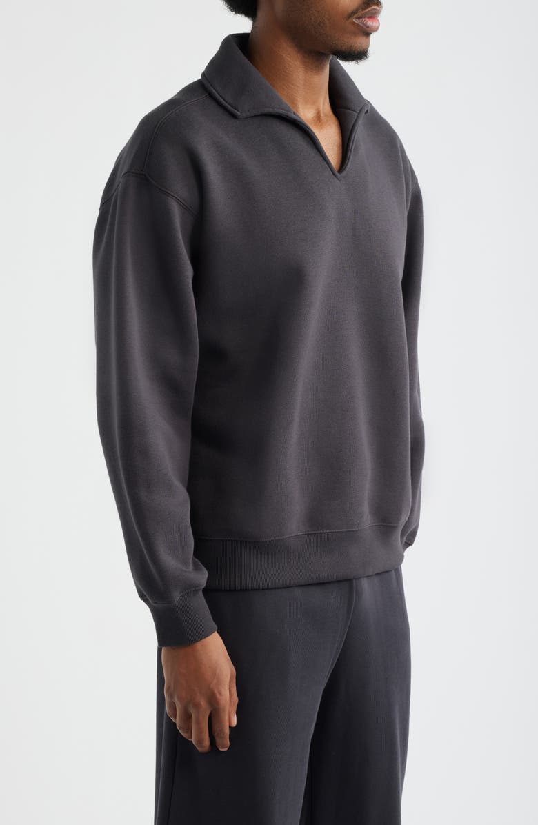 BP. Polo Collar Cotton Blend Sweatshirt, Alternate, color, Black Faded