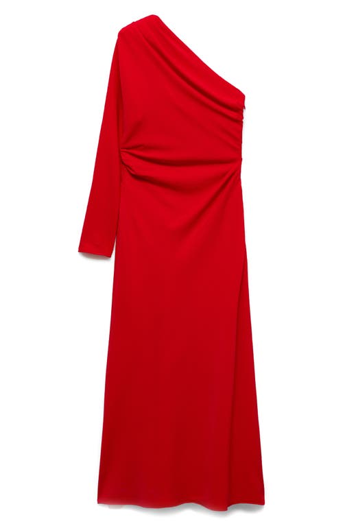 Mango Asymmetric Neck One Shoulder Dress In Red