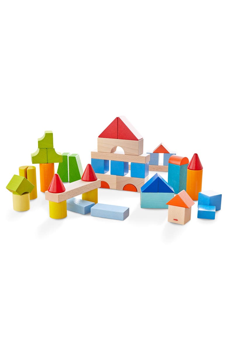 Colored Wooden Building Blocks - 46 Piece Set, Main, color, Multi