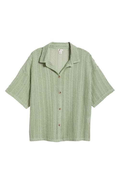 Shop Billabong Largo Open Stitch Cover-up Shirt In Pistachio