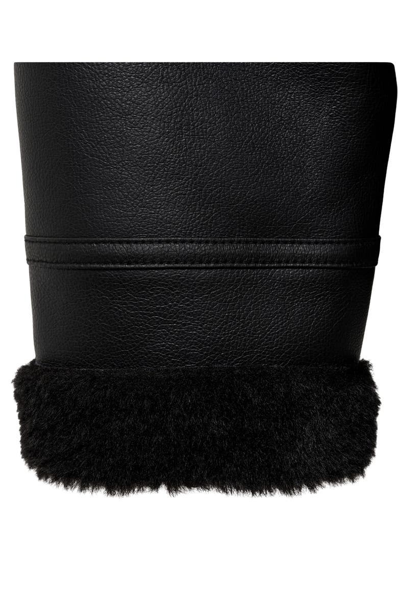 MANGO Faux Leather & Faux Shearling Moto Jacket, Alternate, color, Black