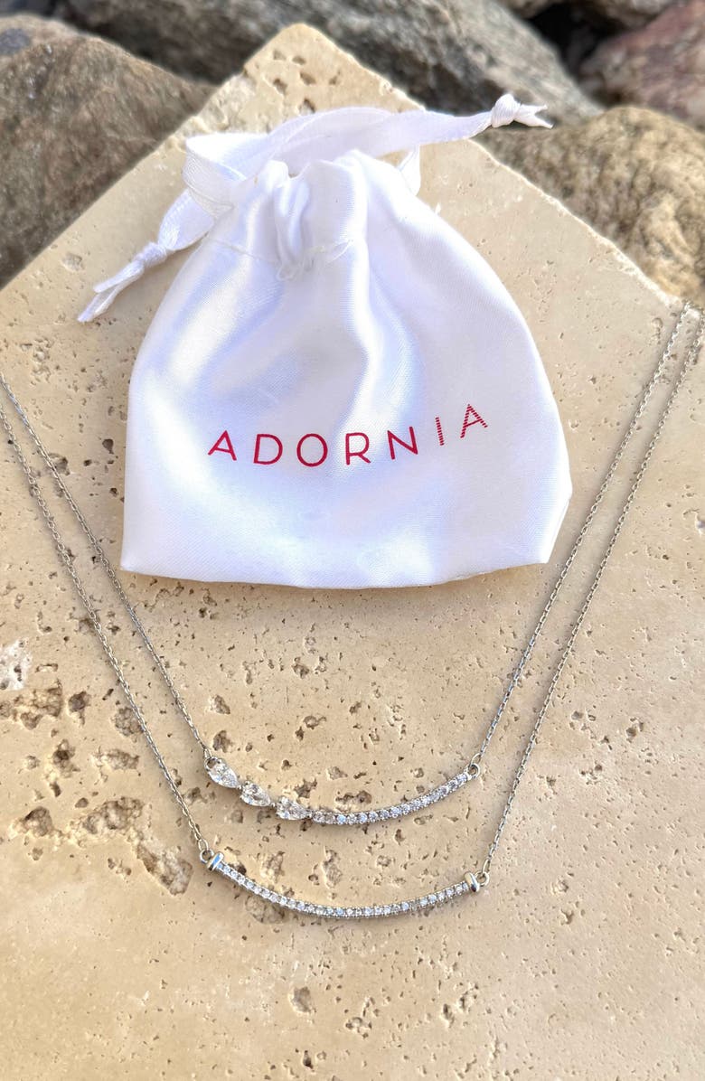 Adornia Set of 2 Crystal Curved Bar Necklaces, Alternate, color, Silver