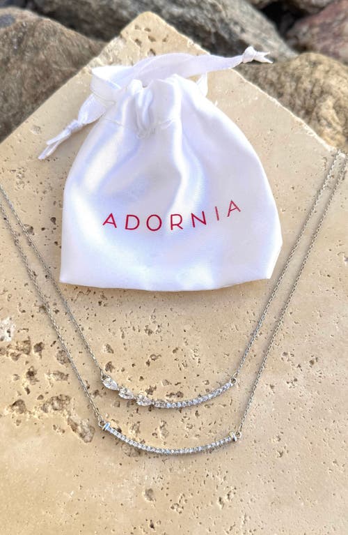 Adornia Set Of 2 Crystal Curved Bar Necklaces In Metallic