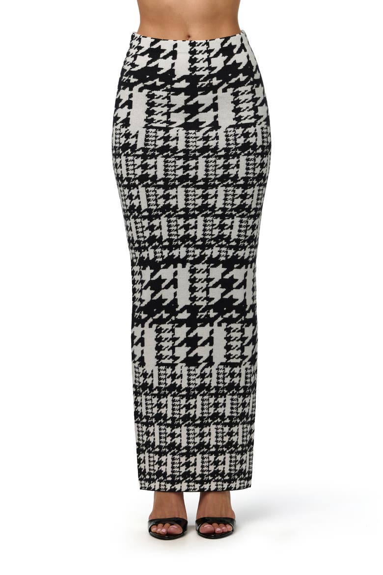 Dual Houndstooth Maxi Skirt, Main, color, DUAL HOUNDSTOOTH