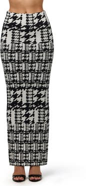 Naked Wardrobe Dual Houndstooth Maxi Skirt
