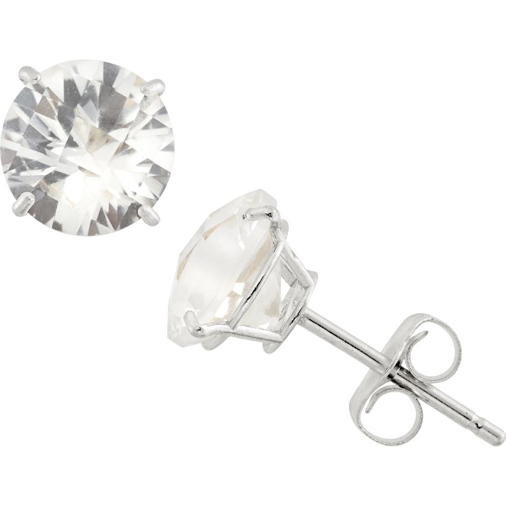 Fuzion Creations Amethyst Stud Earrings In White Sapphire/white Gold