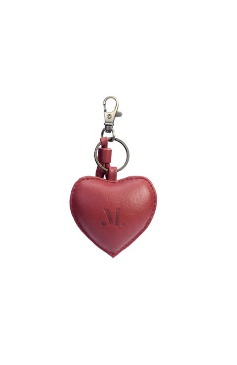 Leather Puffy Heart Keychain