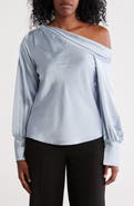 Renee C Asymmetrical Drop Shoulder Satin Top