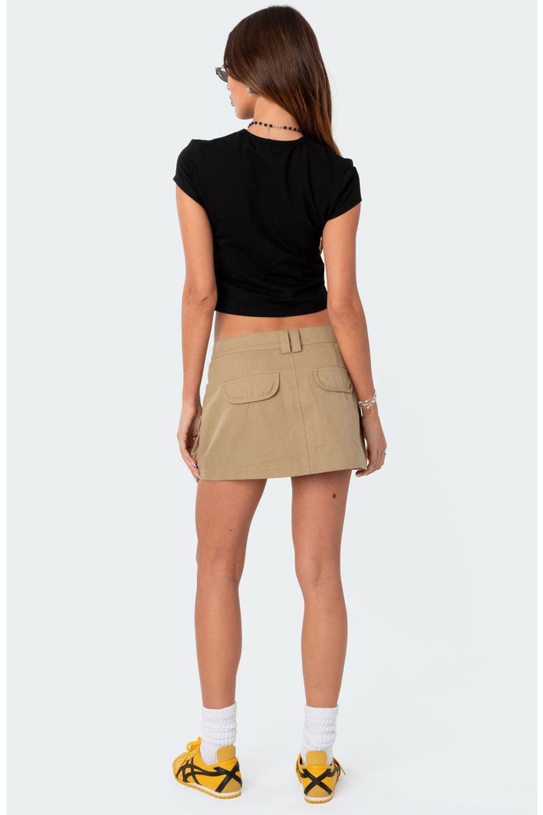 Janelle Low Rise Cotton Cargo Miniskirt, Alternate, color, BEIGE