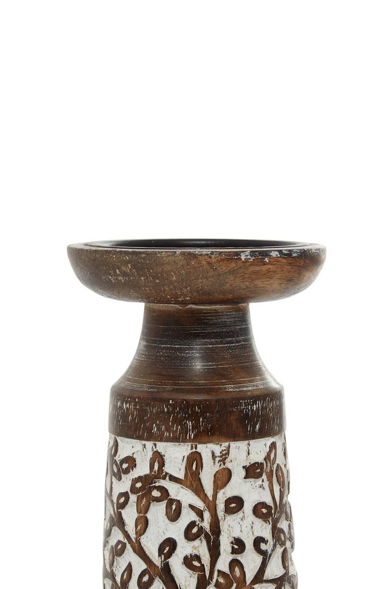 Natural Brown Mango Wood Candle Holder - Set of 3, Alternate, color, BROWN