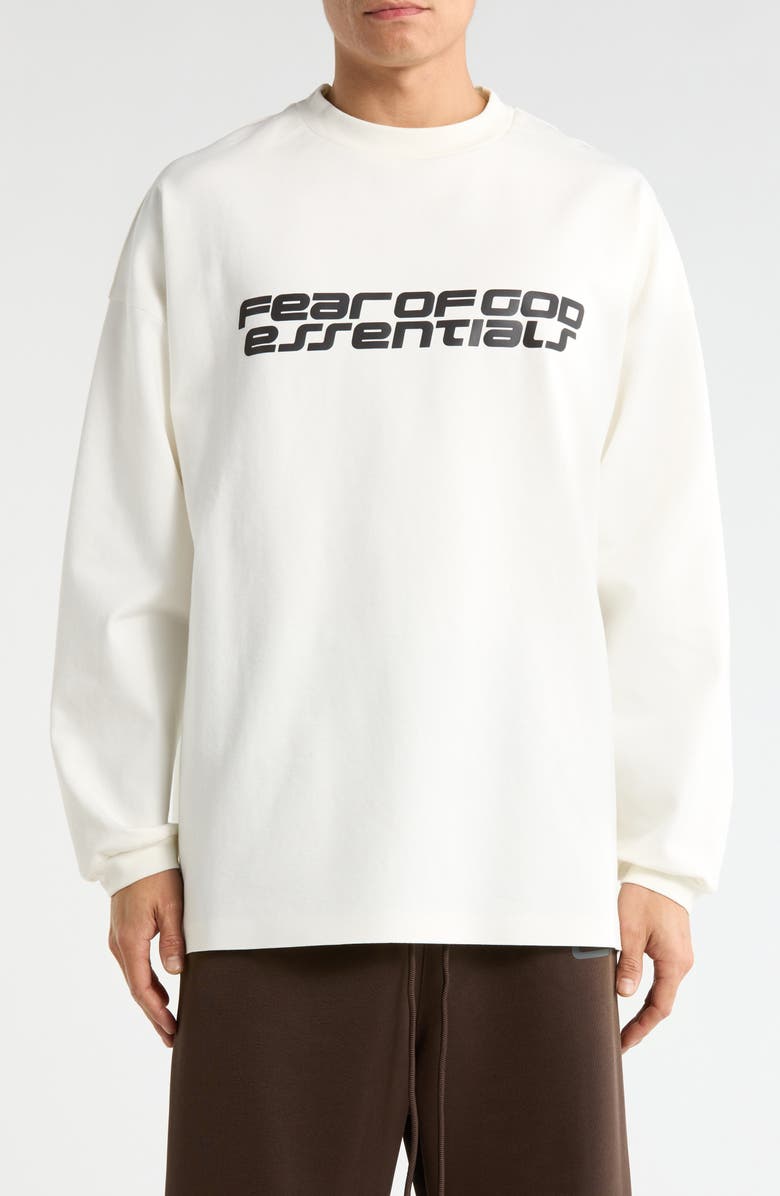 Fear of God Essentials '90s Fit Long Sleeve Logo Graphic T-Shirt, Main, color, Ivory